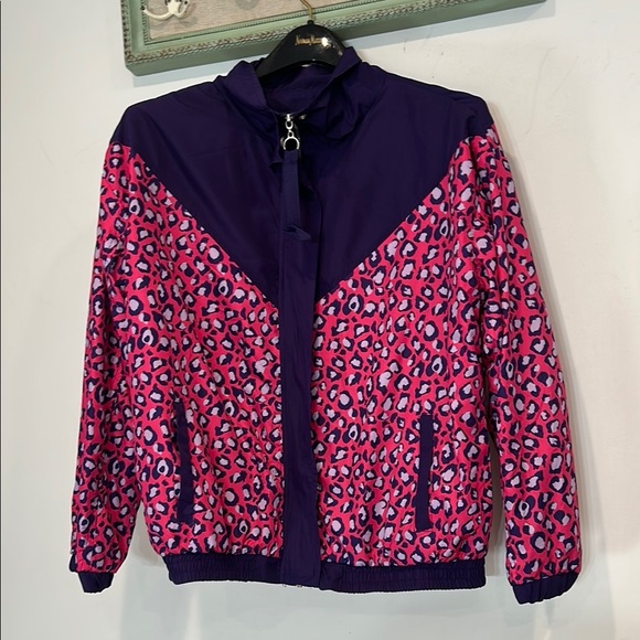 Frank Cheetah Lisa animal print Purple Pink Leopard lightweight Jacket women M - Picture 10 of 10